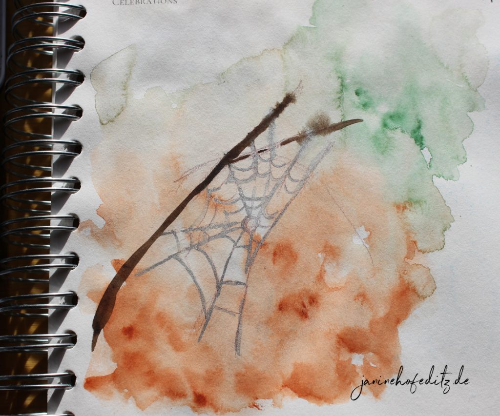Aquarell eines Spinnennetzes