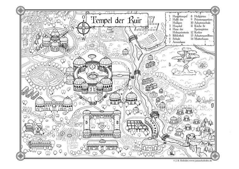 Fantasy-Karte des Frühlingstempels von Janine Hofeditz